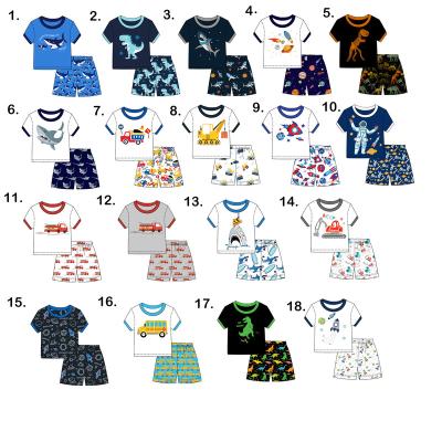 China Fashion Kids Sports Casual Clothing Set 2 Pcs Milk Silk Short Print Truck Sleeve Kid Boys Casual Outfits for sale