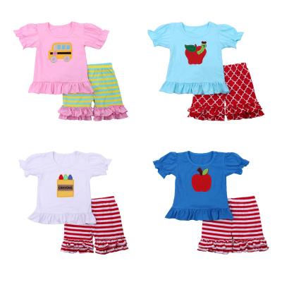 China Casual Boutique 2 Piece Shorts Sets Applies Cute Ruffles Summer Baby Outfits Set Back To School for sale