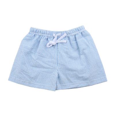 China Wholesale Cotton Seersucker Swim Trunk Casual Summer Beach Wear Baby Boy Striped Swimming Trunks for sale