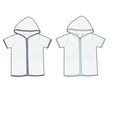 China New Design Summer New Design Cotton Zipper Portable Bathrobe White Custom Plus Size Kid Boys Bath Towel Hooded Coat Beachwear for sale