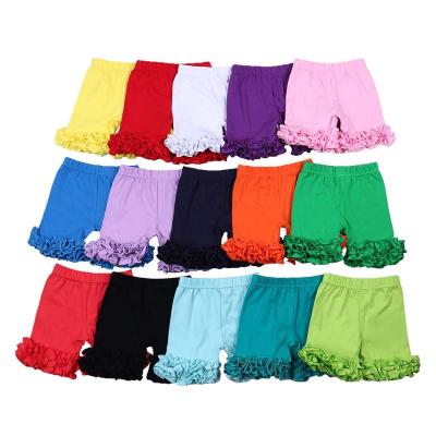 China Anti-Static NO MOQ Boutique Baby Clothes Cotton Summer Ruffle Kids Girls Casual Icing Shorts for sale