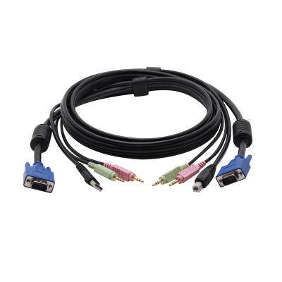 China Camera 6ft 4 in-1 USB KVM VGA Cable 3.5mm Plug Converter Cable Stereo Audio VGA USB2.0 Microphone Video Connector Cable All in One for sale