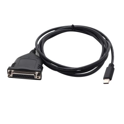 China Custom COMPUTER USB Type C To DB25 Cable Adapter DB 25 Female To USB Type-C Parallel Printer Cable for sale