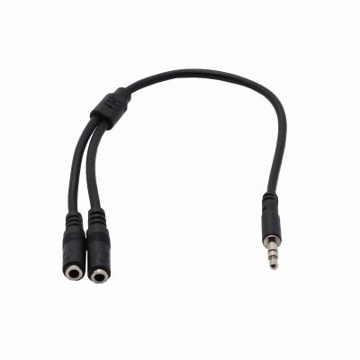 China Car Professional 3.5mm Audio Stereo Video Y Splitter Cable 1 Male To Aux Cable. 2 TRS female audio 30cm for sale