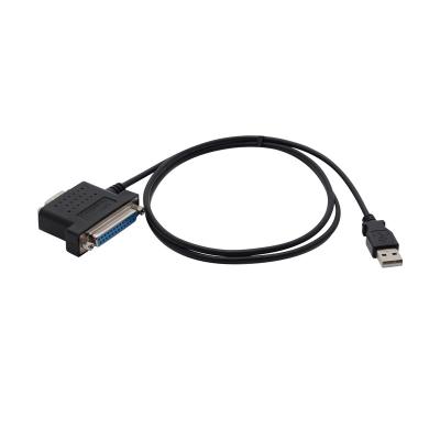 China Wholesale High Quality Black COMPUTER DB25 Pin Male To DB9 Pin Female Serial RS232 Converntor Fake Modem Cable USB 2.0 Male Cable for sale