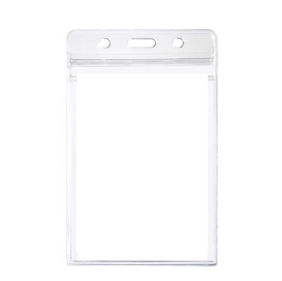 China Custom Waterproof Type Clear Vertical PVC Vinyl Resealable Zipper Thick ID Card Holder Badge Holder RC-008 for sale