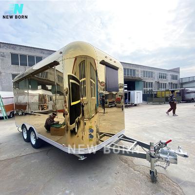 China NEWBORN Fast Food Trailer QD Stainless Steel Food Coffee Cart Mobile Airstream Food Trailers For Europe Truck for sale