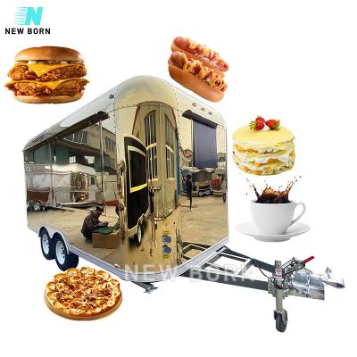 China NEWBORN Fast Food Trailer QD Stainless Steel Food Coffee Cart Mobile Airstream Food Trailers For Europe Truck for sale