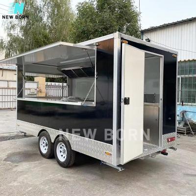 China NEWBORN Cart Carting Modern Towable Burger Food Van Mobile Trailer QD Porcelain Snacks Concession Fast Food Trailer Pancake Food Truck For Sale USA for sale