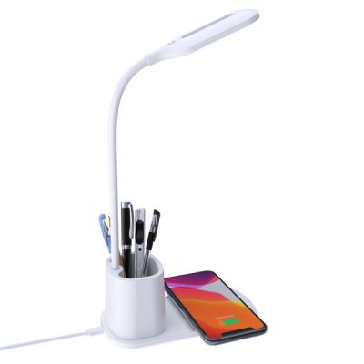 China Pen Container Wireless Charger 3 in1 Desktop Wireless Lamp Wireless Charger with Pen Holder for sale