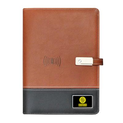 China Fast Charging Support Wireless Power Bank Notebook OEM LED Logo Powerbank Diary with Power Bank and USB for sale