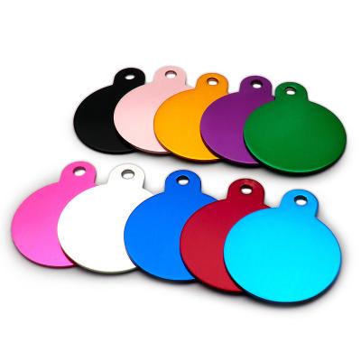 China Custom Europe Pet ID Dog Tags Positive Circle Aluminum Collars Engraving DIY Collar Accessories Empty Plate Key Ring for sale