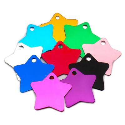 China Europe Customized Personalized Dog Pets Name ID Tag Pentagram Shape Collar Aluminum Keyringchain Kitten Puppy Supplies for sale