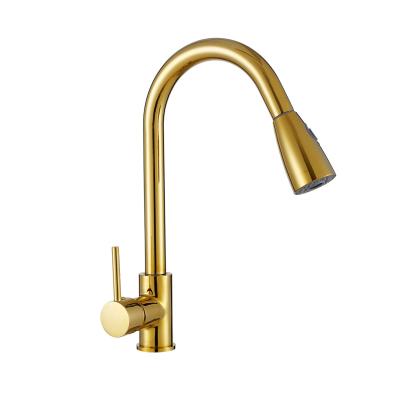 China Sense Faucets Pull Out Kitchen Faucet Contemporary Gold Brushed Pull Down Gold Kitchen Sink Faucets for sale