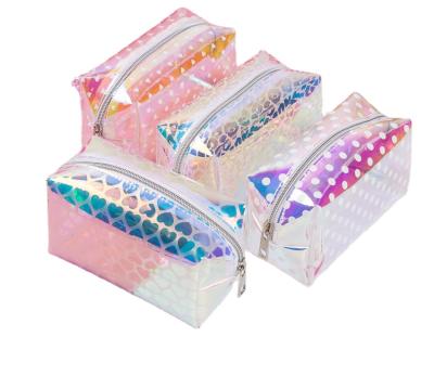 China 2021 New Fashion Travel Travel Bags Rainbow Transparent Color Laser Cosmetic Pouch Reflective Holographic Makeup Cosmetic Bag for sale