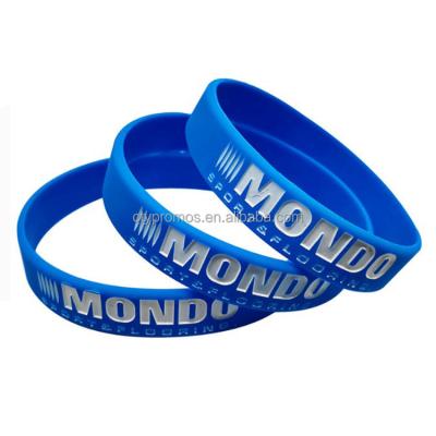 China party decoration & Safety Silicone Rubber Wristband Promotional Cheap Embossed Debossed Wristband for sale