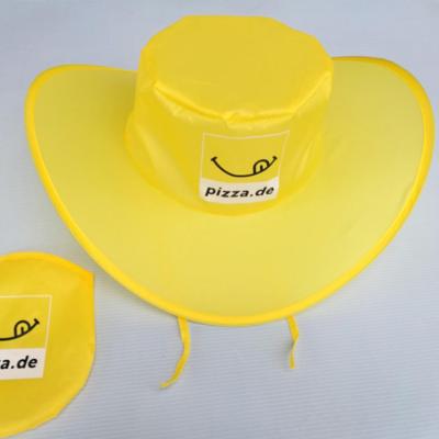 China Custom Image Logo Printing Polyester Nylon Collapsible Folding Cowboy Sun Hats With Pouch for sale