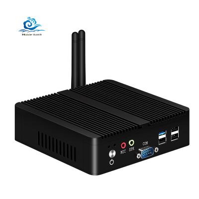 China HLY J1800 Mini PC Computer Quad Core Industrial Linux Pfsense 2*LAN Optional 4*USB 2*RS232 WIFI Barebone Mini Computer for sale