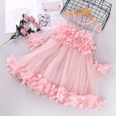 China Eco-Friendly Kids Clothes Girl Summer Sweet Lace Petals Half Sleeve Short Dresses For Kids Baby for sale