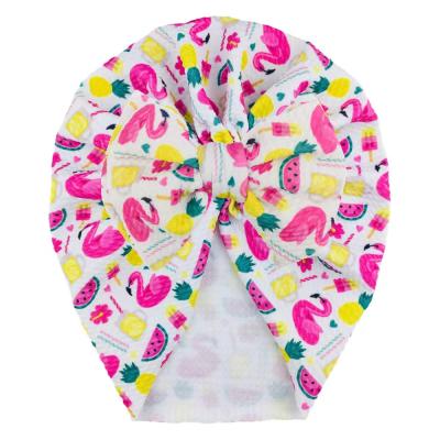 China New Fashion Print Lovely Character Sweet Babies Bow Turban Hat for sale