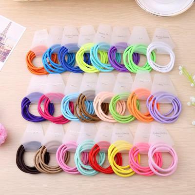 China Factory Wholesale European and American Style 5pcs/Set Assorted Colors 4mm Thick High Elastic Hair Ties For Women Girls for sale