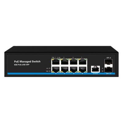 China LACP Layer Poe Switch 8 Port 10/100/1000base Tx 2 Controlled + 2 SFP Port Gigabit Networking Poe Switch for sale