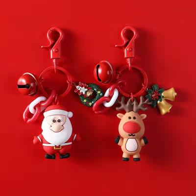 China New Cartoon Keychain Santa Claus Santa Elks Christmas 3d Doll Silicone Soft Key Chain Stereo Keychain High Quality Cute Key Pendant PVC for sale