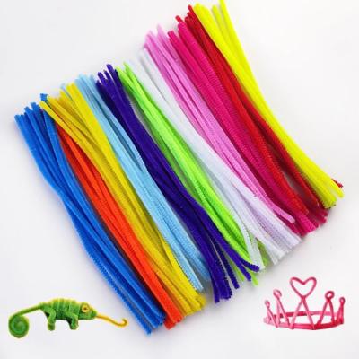 China 2021 Safety Factory Supplier Assorted DIY Colorful Handcraft Education Opens 30cm Fuzzy Sticks Chenille Rod Pipe Cleaners for sale