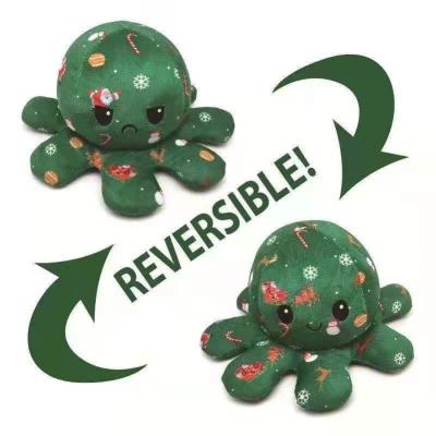 China Hot Selling Kid's Toy 20cm Mixed Colors Double Side Flip Reversible Octopus Animal Toy With Different Expressions For Kid Gift for sale