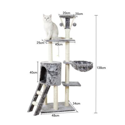 China ISO9001 2008 FSCI BSCI Certified Wooden Cat Tree with Large Condo and Multilevel Design for sale