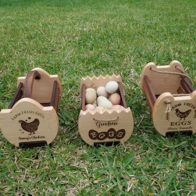 China Rustic Farmhouse Kitchen Storage Basket with Customized Logo Printing Wooden Egg Basket for sale