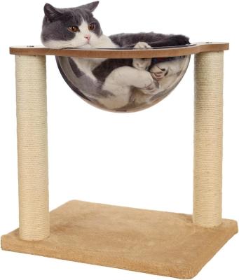 China Modern Cat Tree With Hammock Natural Sisal Rope For Indoor Cats And Kittens Wood Cat Furniture for sale