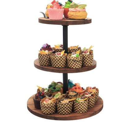 China Wooden Cupcake Stand Serving Tray for Farmhouse Wedding Birthday Tea Parties 202407 for sale