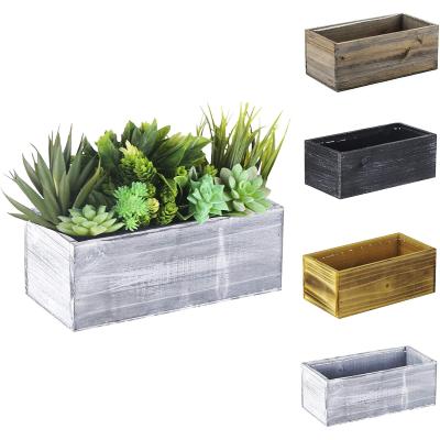 China Custom Wood Type Natural White Outdoor Wooden Planter Box in Multiple Color Choices for sale