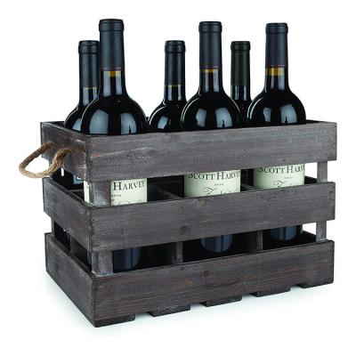 Cina Casella massiccia di vino in legno marrone in stile vintage con maniglie e colore macchia in vendita