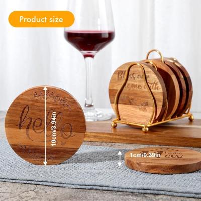 Κίνα Εκτύπωση Custom 9cm Round Bar Home Drink Coasters ξύλινος μπαμπού Coaster με κάλυμμα προς πώληση