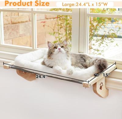 China Customized Size Easy To Adjust Window Sill Wood Cat Bed Window Hammock for Living Room for sale