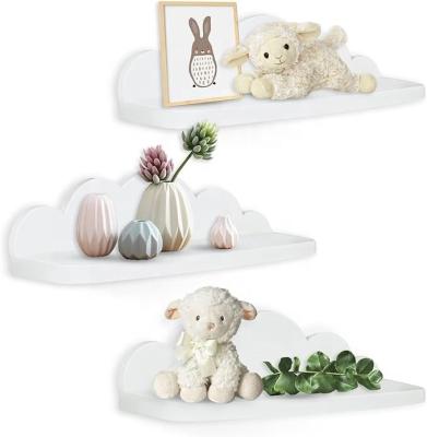 China Home Furniture Wooden Hanging Shelf for Kids Room Wall Decor Cute White Cloud for sale