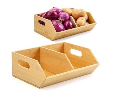 China Environmental 2 Set Bamboo Storage Bins Organizers for Kitchen Countertop Organization for sale