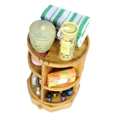 China 202407 Adjustable Shelves and Drawer Bamboo Rotating Makeup Organizer Household Items for sale