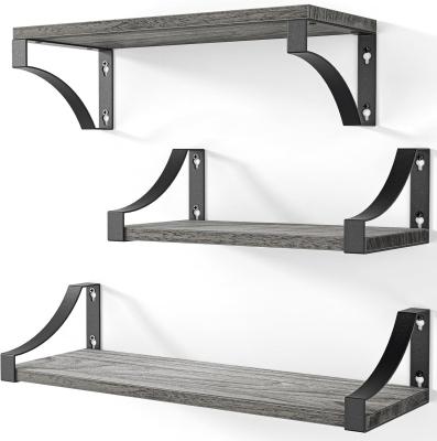 China Farmhouse Rustic Wooden Floating Shelves Set of 3 for Dining Room Storage up to 55Lbs for sale