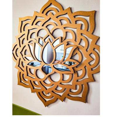 China BOHO MANDALA Wall Mirror Lotus Flower Sunburst Yoga Meditation Wooden Wall Art Decor for sale