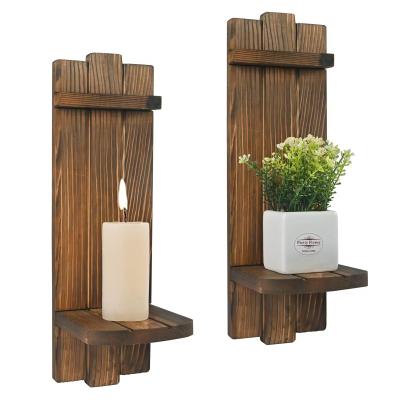 China 202406 Rustic Wooden Candle Holders Wall Hanging Candle Sconces for a Cozy Atmosphere for sale