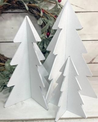 China High Quantity Set of 3 Christmas Decor White Wood Trees for Winter Tiered Tree by OEM for sale