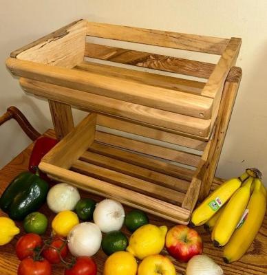 China Solid Wood Kitchen Produce Holder for Neatly Storing Fruits and Vegetables 34x10x10cm for sale