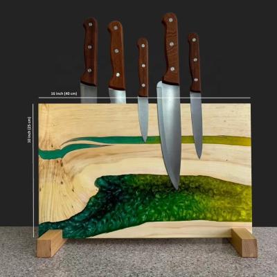 China Pedido personalizado Cuchillo magnético de resina epoxi de madera Conjunto de cuchillo de bloque de soporte universal en venta