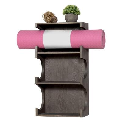 China Wall Mounted 3-Tier Foam Roller Yoga Mat Hanging Rack with Top Display Shelf Home Furniture for sale