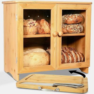 China Mehrfunktionsbrotbox aus Holz mit Schnittbrett für Küchenbänke zu verkaufen