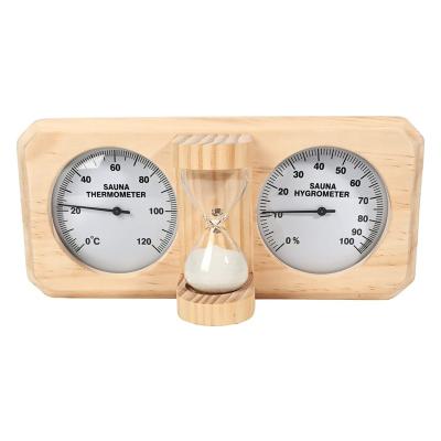 China Modernes Design 3 in 1 Holz-Sauna-Thermometer und Hygrometer mit 15-minütigem Sandtimer zu verkaufen