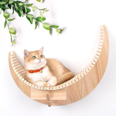 China Main material Pine Wood Wooden Moon Cat Shelf and Perches Cat Wall Shelves Furniture for sale